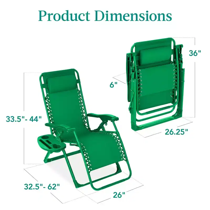 Best Choice Products Monochromatic Zero Gravity Chair, Folding Patio Recliner w/Side Tray, Headrest