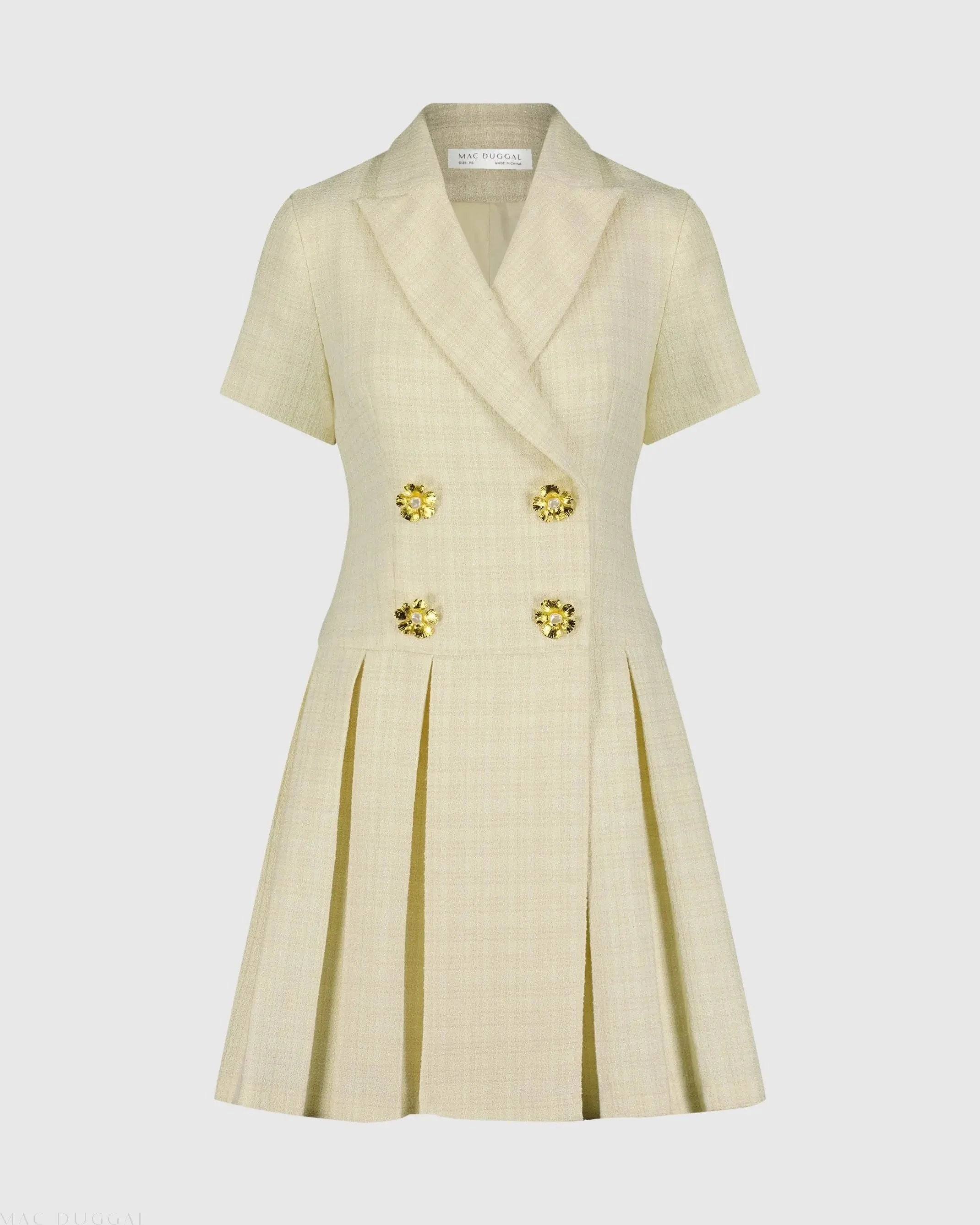 White Tweed Short Sleeve Blazer Mini Dress