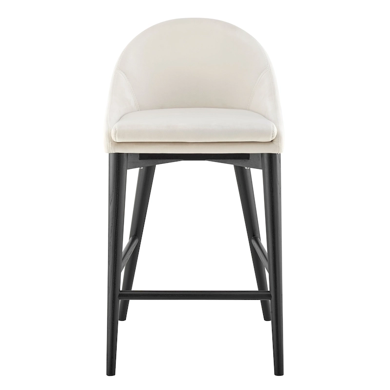 Baruch Counter Stool in Beige with Matte Black Legs - Set of 1
