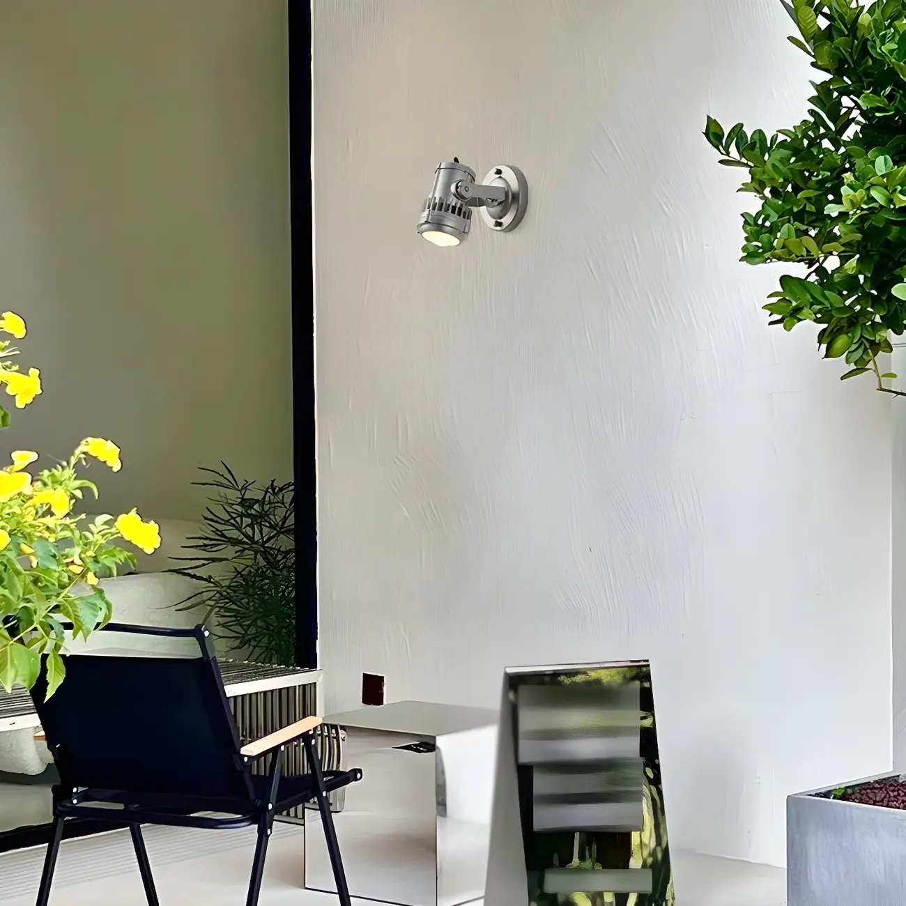 Industrial Metal Silver Prismatic Glass Swing Arm Wall Light