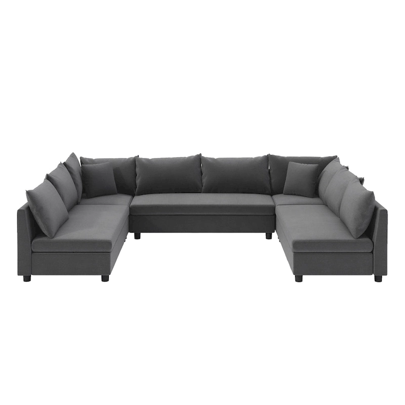 116 Chenille U-Shaped Modular Sectional Sofa, 8-Seater