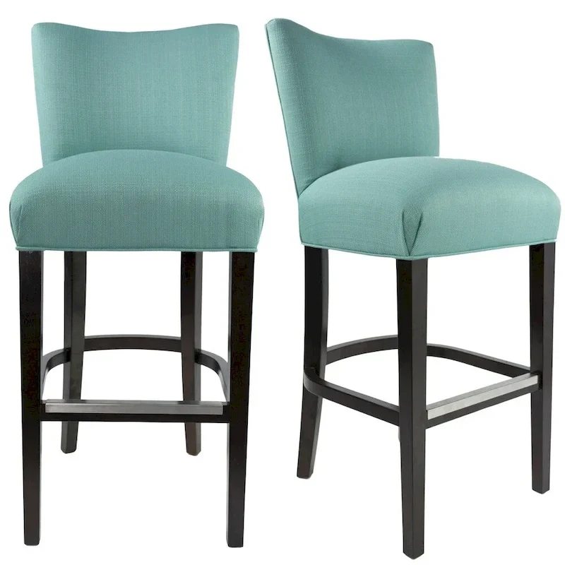 30 Inch Contemporary Aqua Blue Upholstered Bar Stool
