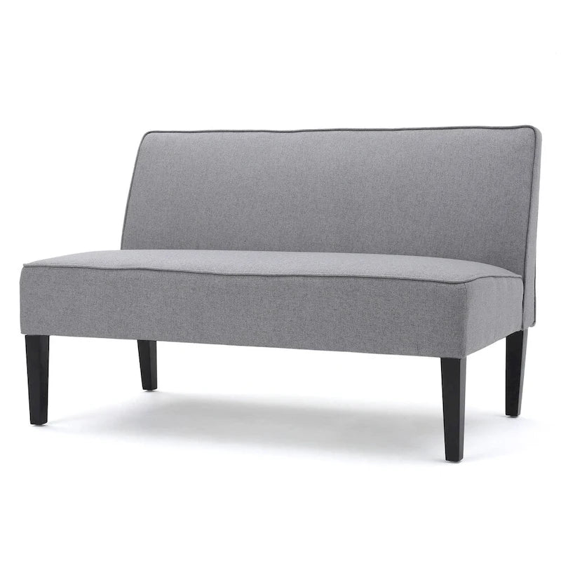 Grey/Royal Blue/Dark Teal Armless Fabric Loveseat, 2-Person