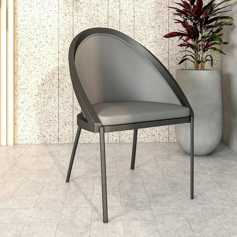 Urbane Upholstered Faux Leather Dining Chair with Powder Coated Steel Legs by