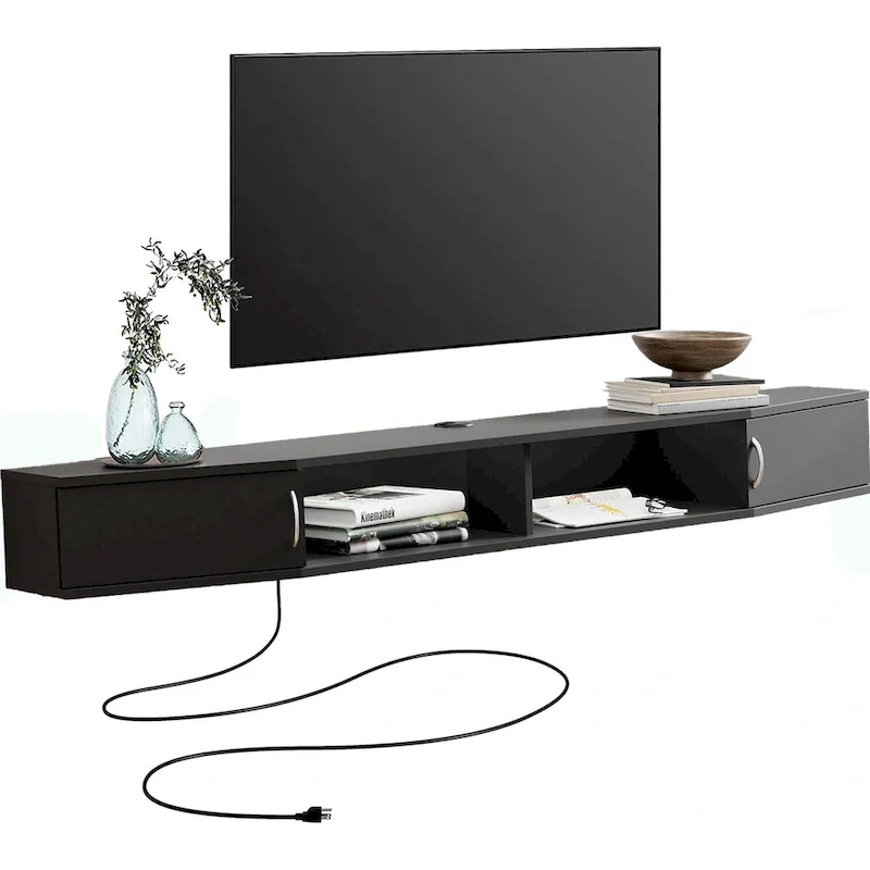 70-Inch Floating TV Stand Wall Mounted with Charging Station