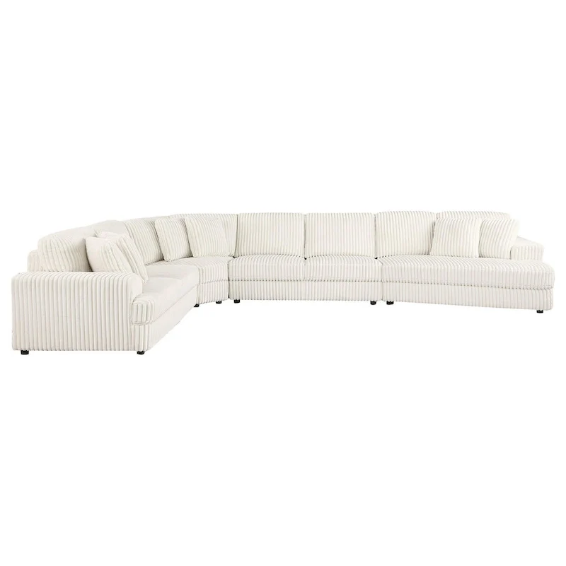 Ivory White Corduroy 4-Piece Modular Sectional Sofa