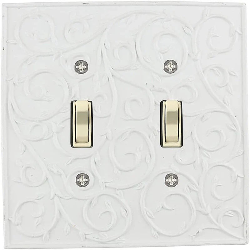 Meriville French Scroll 2 Toggle Wallplate, Double Switch Electrical Cover Plate