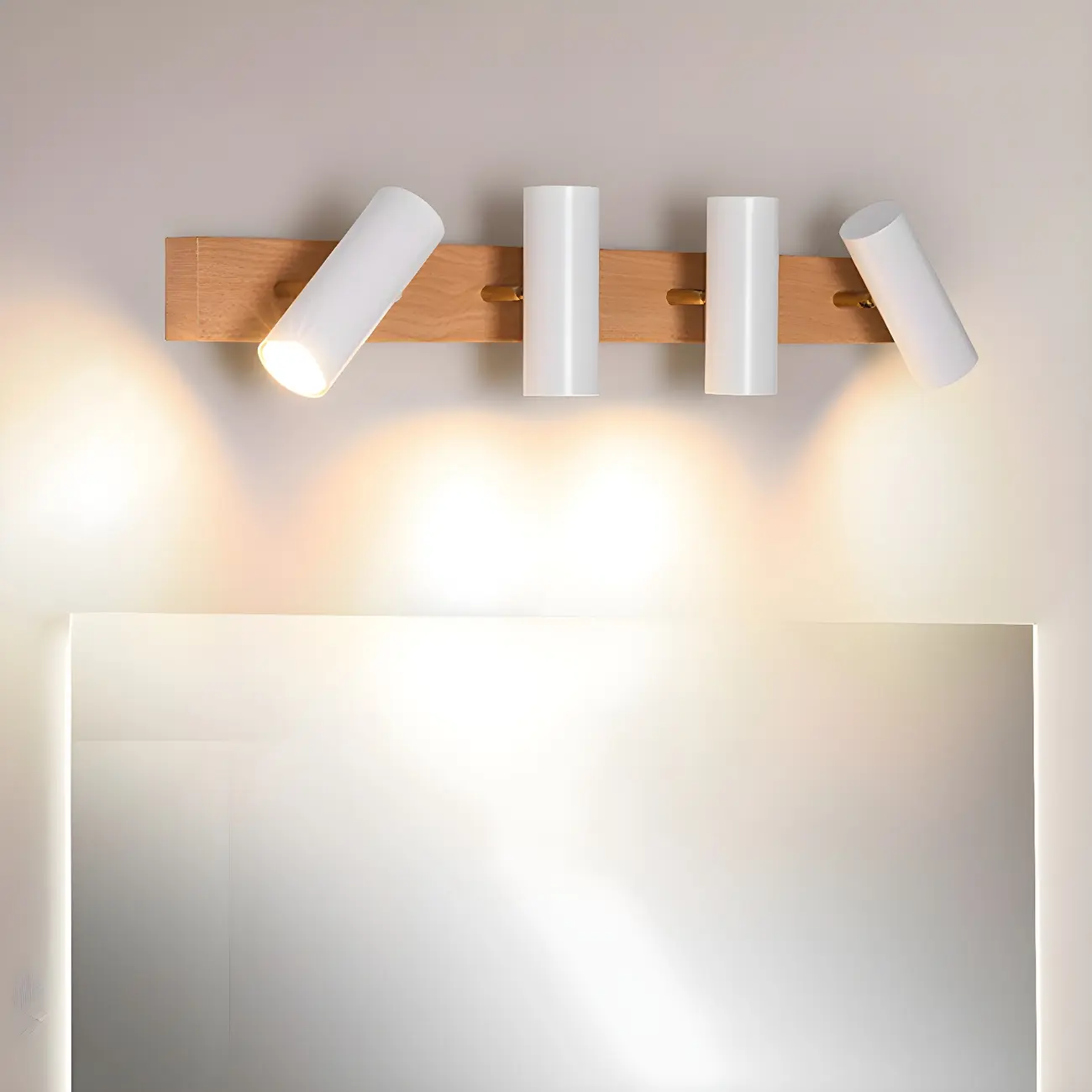 Cylinder White 4-Light Bathroom Vanity Lights in Hardwired