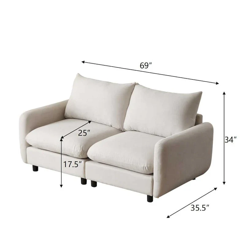 Beige Modular Sectional Loveseat - Seats 2