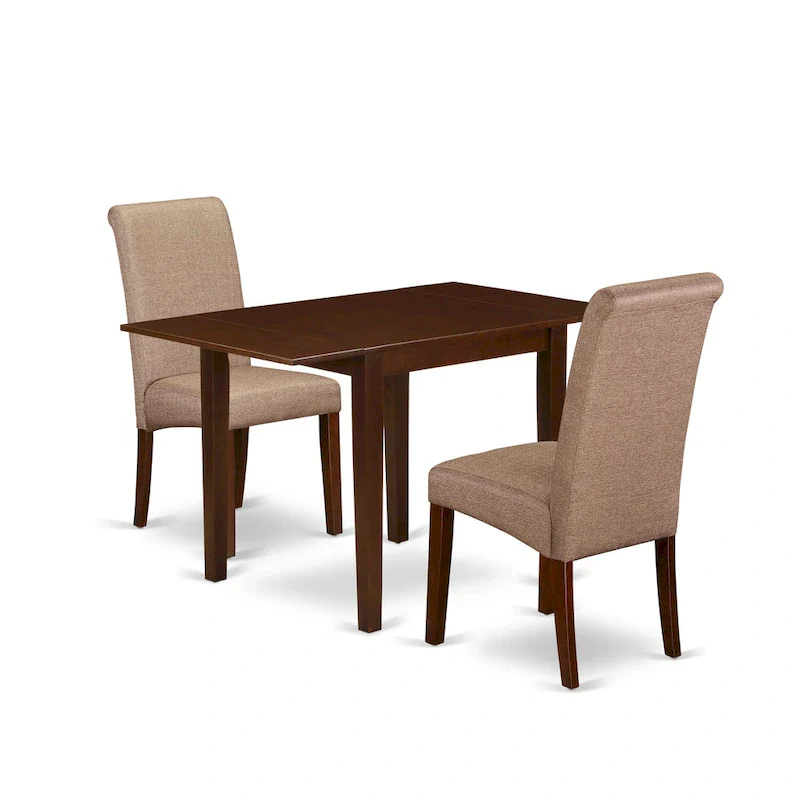 East West Furniture Kitchen Table Set- a Rectangle Dining Table and Brown Linen Fabric Dining Chairs, Mahogany (Pieces Option)