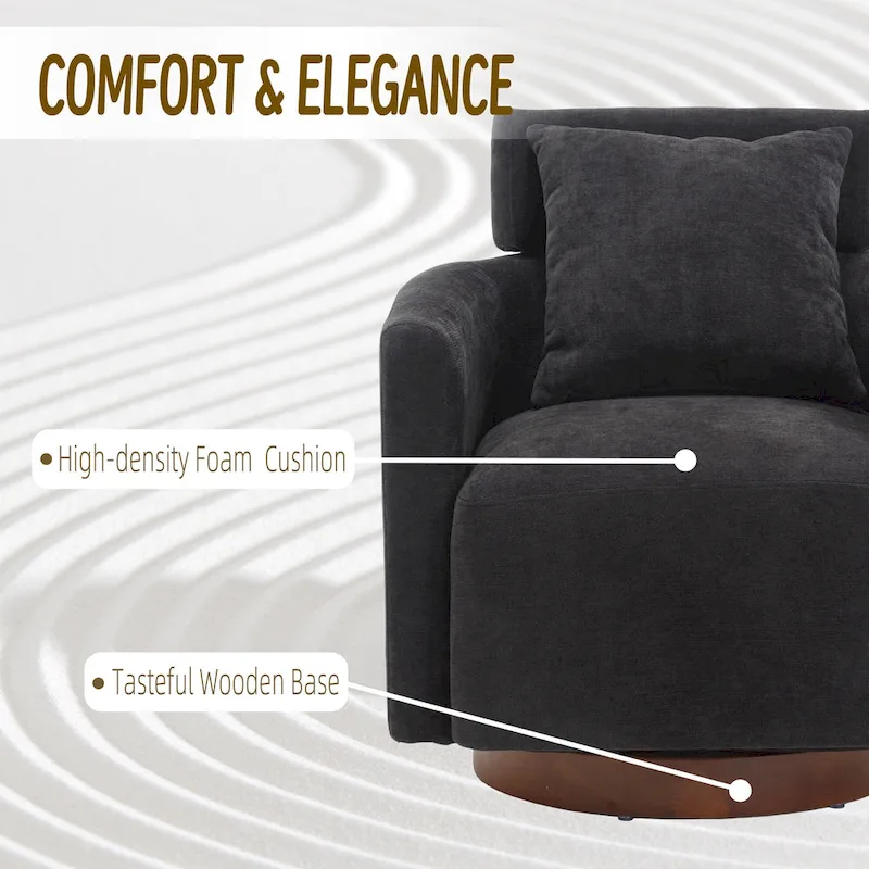360 Degree Accent Swivel Chair,Chenille Upholstered Arm Chair