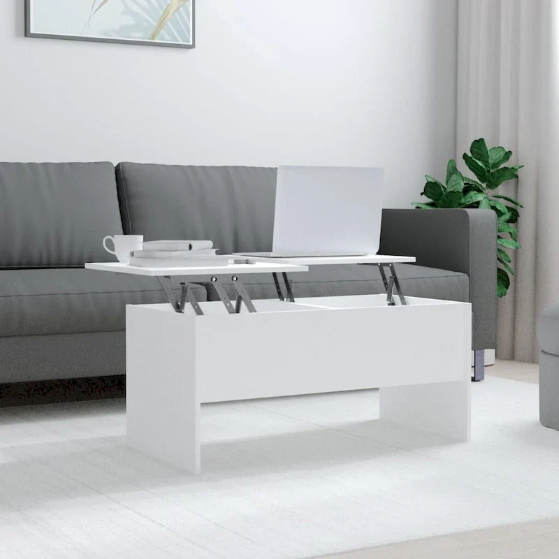 White/Oak/Gray/Black Lift-Top Coffee Table with Storage – Modern Style, 1 Person