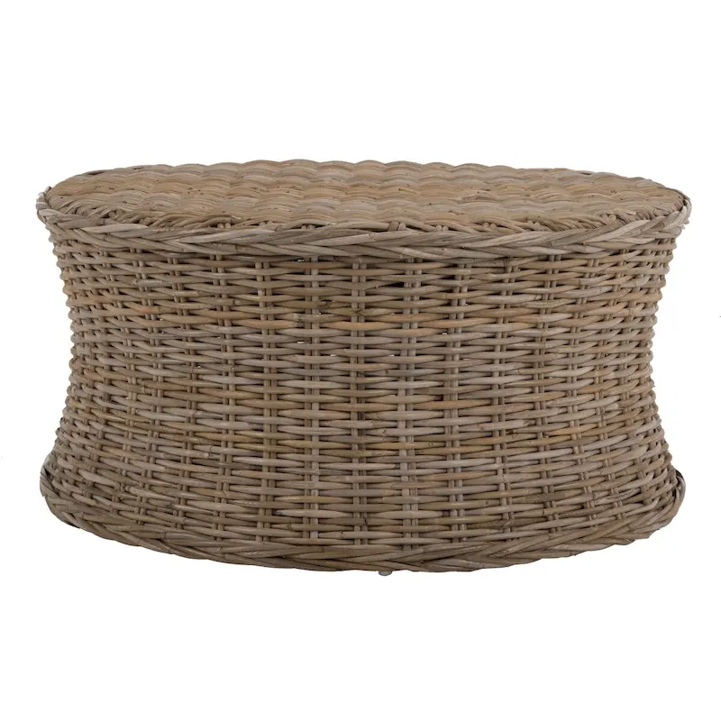 Dark Brown Wicker Ottoman