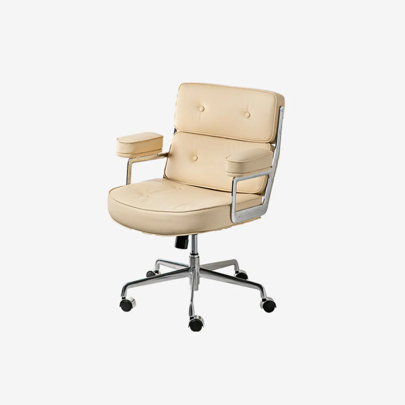Upholstered Apricot Leather Adjustable Swivel Office Chair