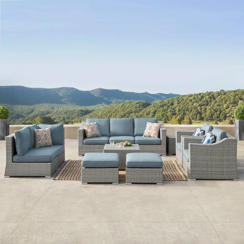 Corvus Martinka 11-piece Grey Wicker Patio Furniture Chat Set