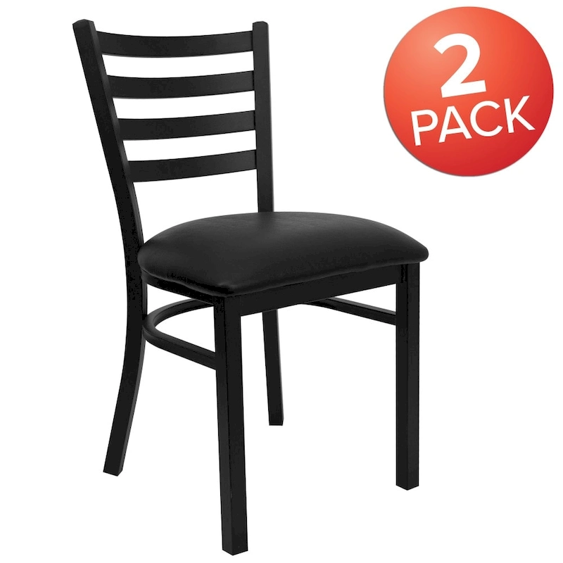 2 Pack Ladder Back Metal Restaurant Chair - 16.5