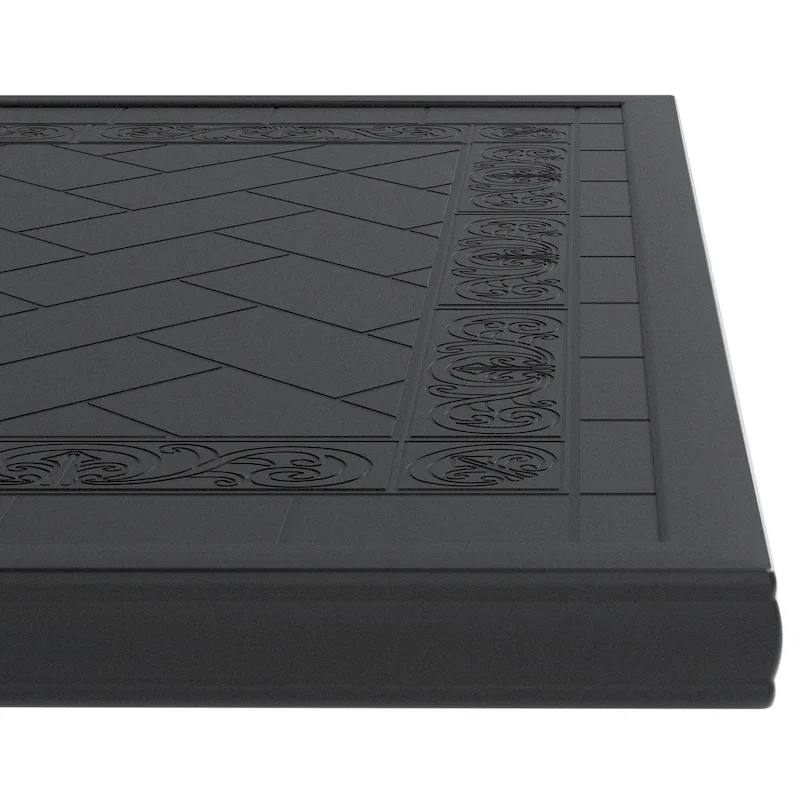 Cast Aluminum Patio Dining Table With Frame and Carved Texture on the Tabletop