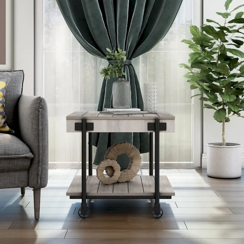 Hyssop Farmhouse 24-inch Steel 1-Shelf End Table by Furniture of America
