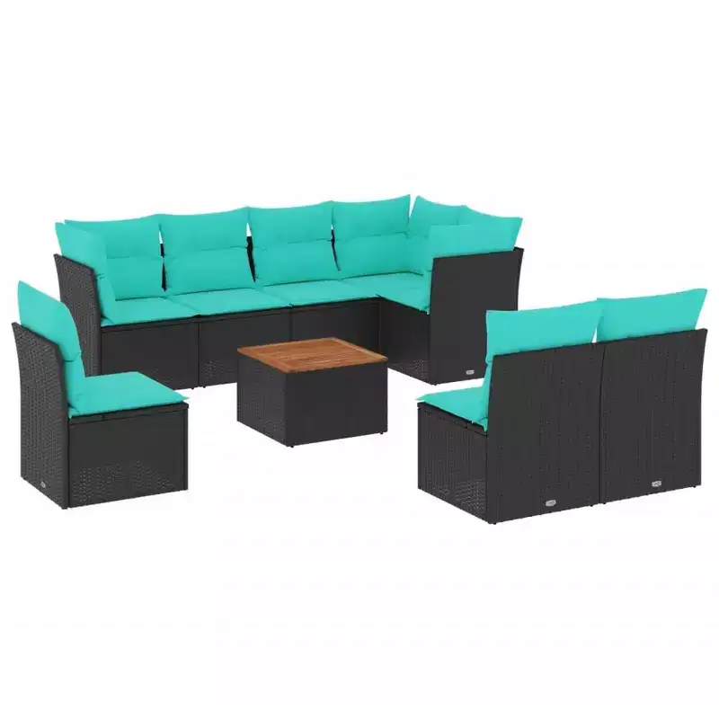 vidaXL 9 Piece Patio Sofa Set with Cushions Gray Poly Rattan