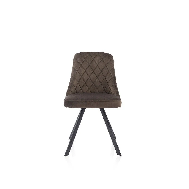 Mid-Century Modern Fabric Padded Diamond Stitch Dining Chair