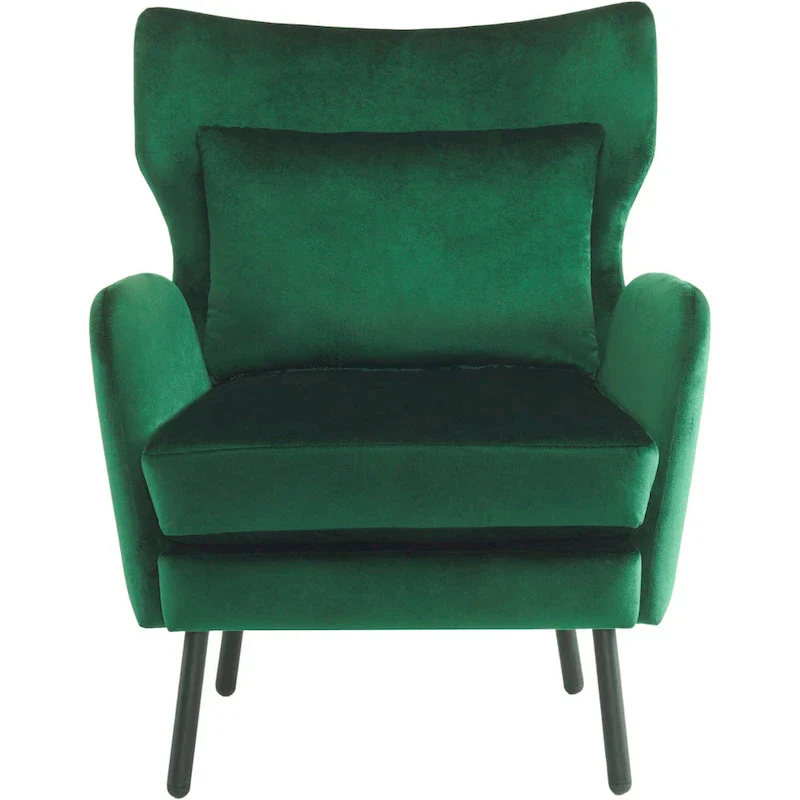Velvet Wing Back Accent Chair - Single Seat with Pillow