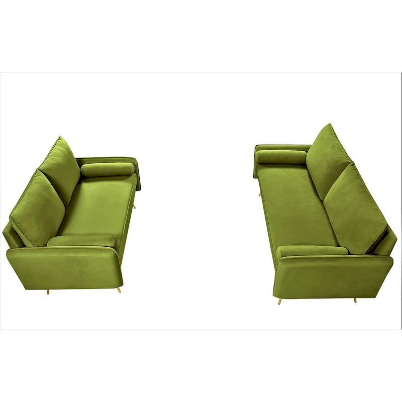 Villeda Velvet Mid-century modern 2PCS living room set