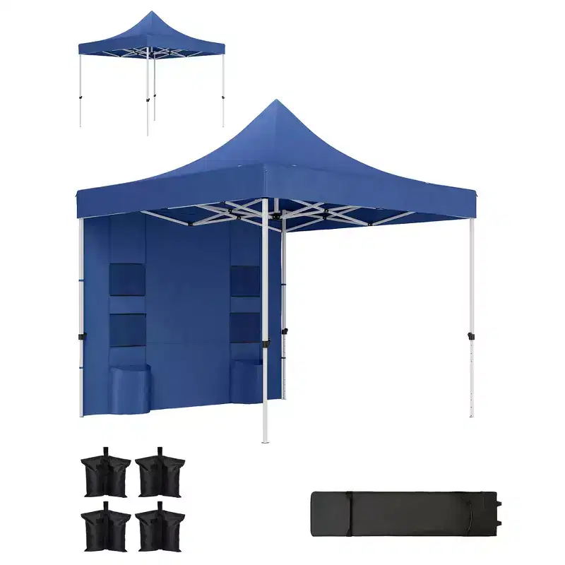 Outsunny 10' x 10' Heavy Duty Pop Up Canopy Tent with Sidewall, UPF50+ Instant Sun Shelter