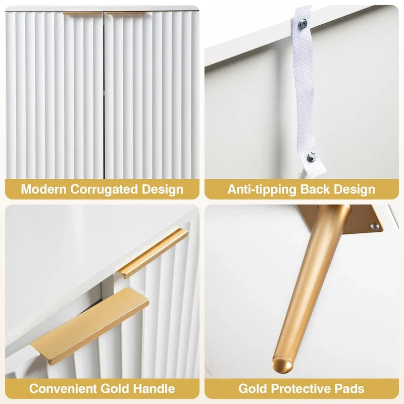 SICOTAS Sideboard Buffet Cabinet Set of 2 with Adjustable Shelves - N/A