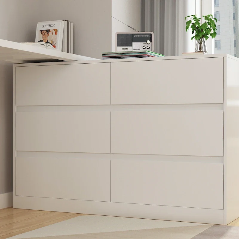 White/Black 6-Drawer Rotating Dresser & Desk Combo, 1-Person