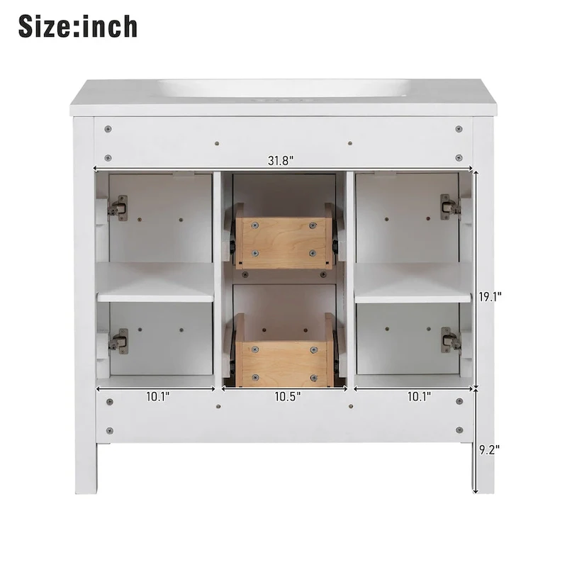 Bathroom Vanity Cabinet with Resin Integrated Sink