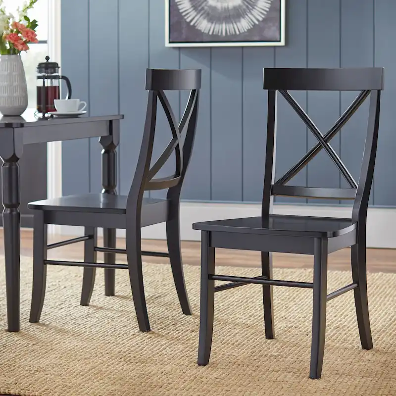 Mid-Century Rubberwood Dining Chair with Faux Leather Seat – Chestnut Wire-Brush