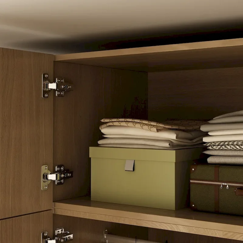 Wardrobe Closet Cabinet with Gold Handles and Optional Top Cabinet