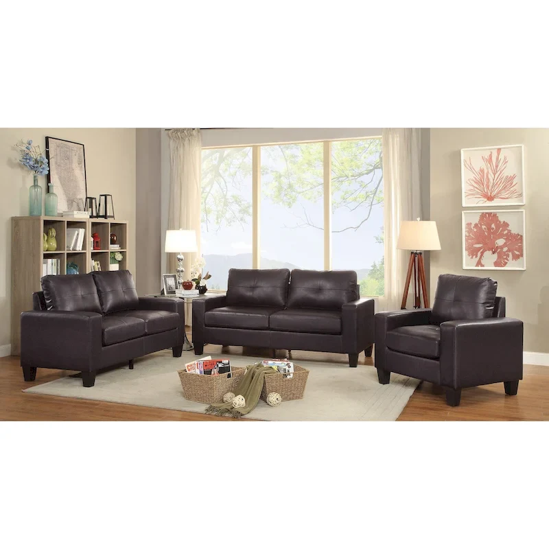 71 in. W Track Arm Faux Leather 3-Seat Sofa
