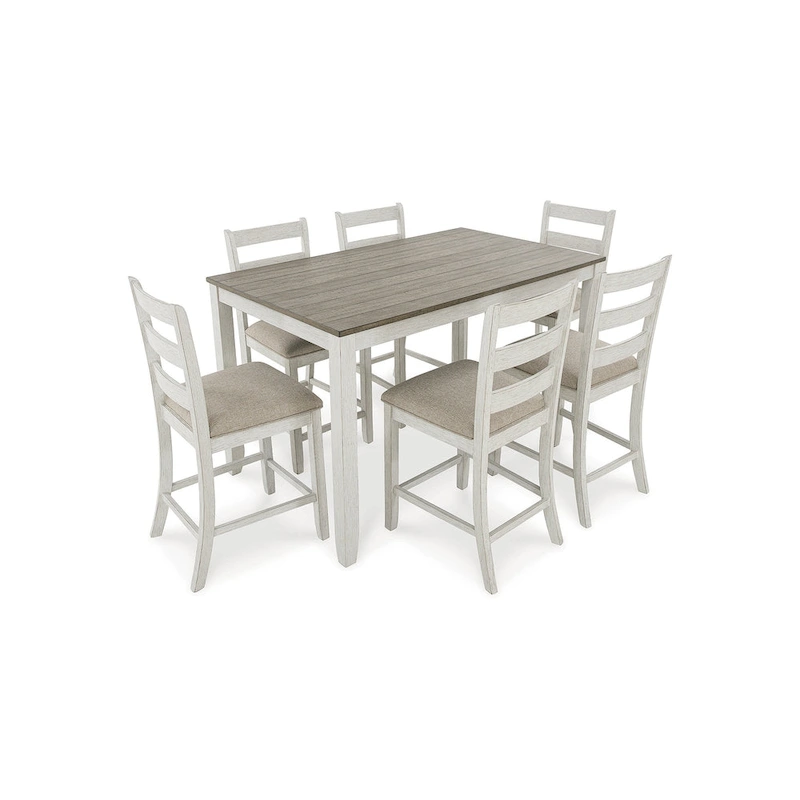 Signature Design by Ashley Skempton White Counter Height Dining Table and Bar Stools (Set of 7)