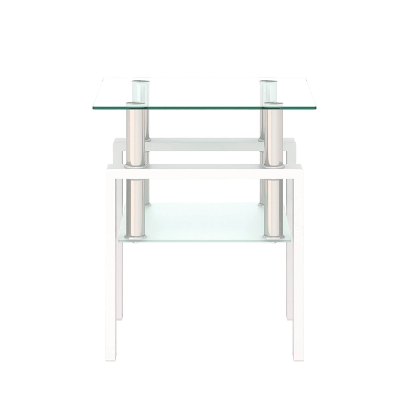 Modern Tempered Glass Tea Table Coffee Table End Table Square Table - 17.72L x 17.72 W x 20.5 H,