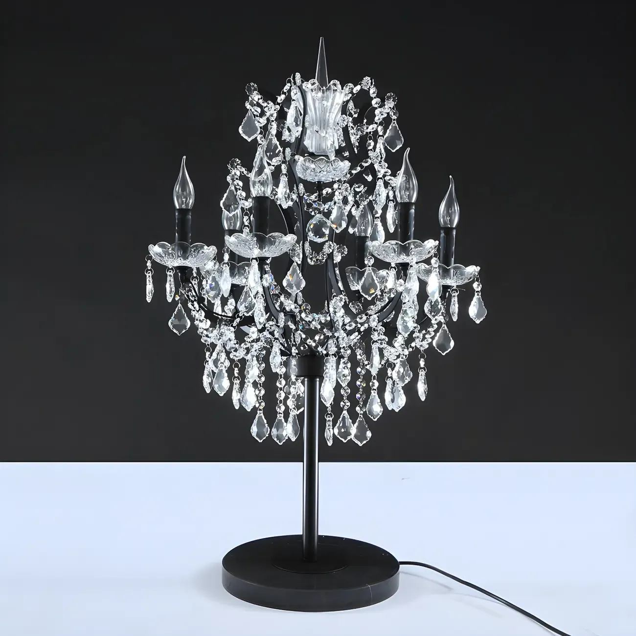 Luxurious 6-Light Gold Candlestick Crystal Table Lamp