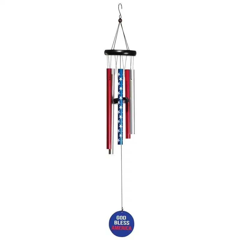 Dicksons God Bless Our America Red White 35 inch Aluminum Wind Chime Noisemaker
