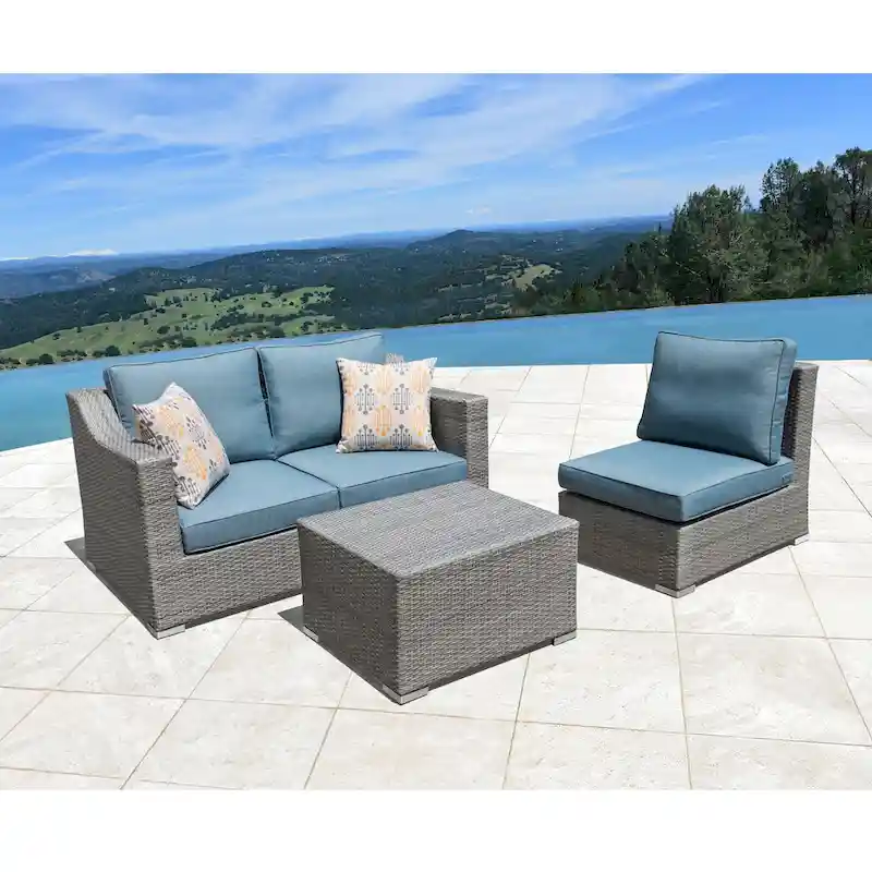 Corvus Martinka Aluminum Outdoor 4-piece Grey Wicker Sofa Set