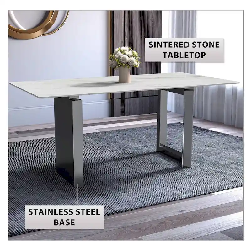 Astra Series Dining Table with Sintered Stone/Glass Top