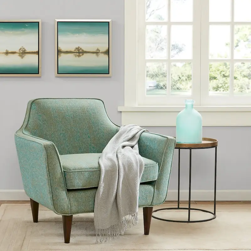 Blue/Green Mid-Century Accent Chair - Single Seat