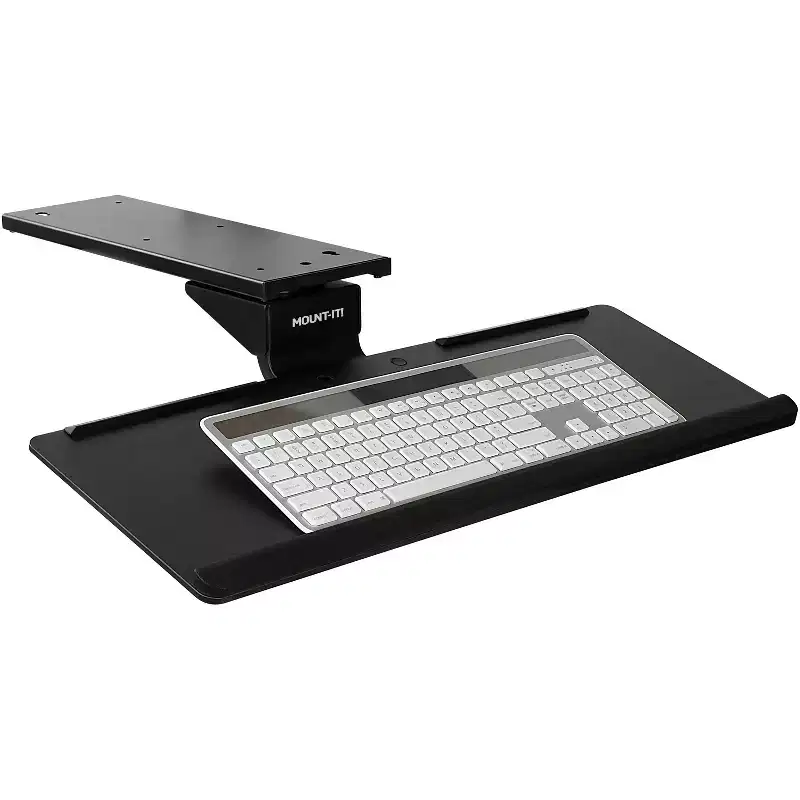 Mount-It! Under Desk Keyboard Tray and Mouse Platform | Ergonomic Computer Keyboard Drawer with Gel Wrist Pad | 17 Inch Space Saving Track | Black