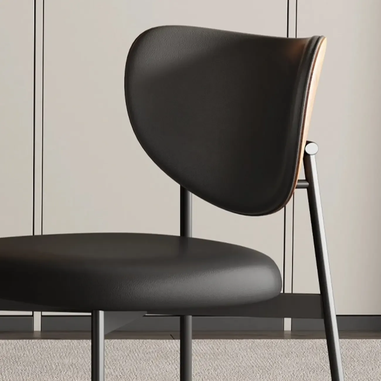 Mid-Century Modern Curved Back Leather Dining Chairs