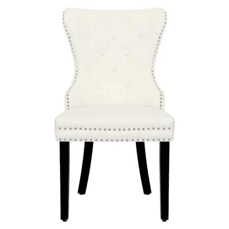Grandview Tufted Wingback Dining Chair (Set of 4) with Nailhead and Ring Pulls