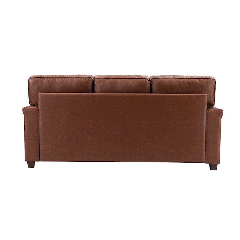 Rita Living Room 3-Seat Genuine Leather Sofa with Solid Wood Legs and Nailhead