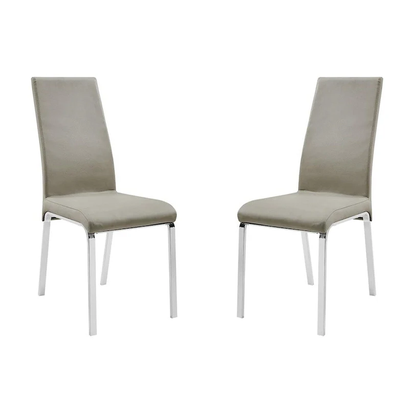 Taupe / White Top Grain Leather Dining Chair, Set of 2