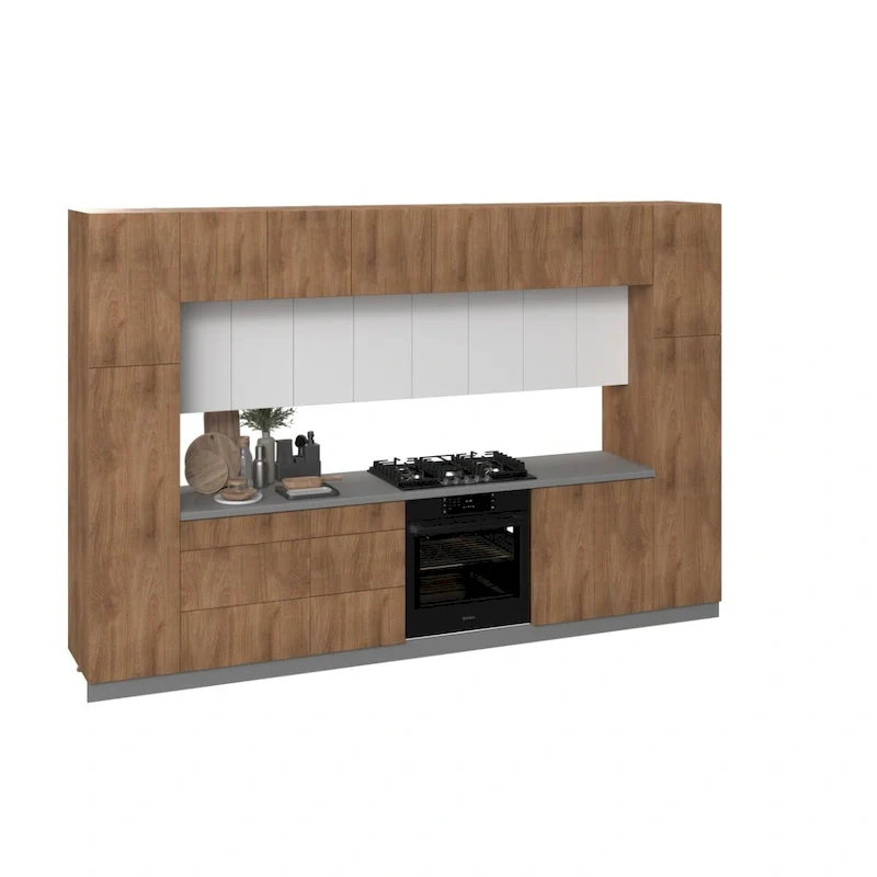 Kitchen Luxe Collection Natural Teak & Black Color Base Size 12Ft Wide - 143x24