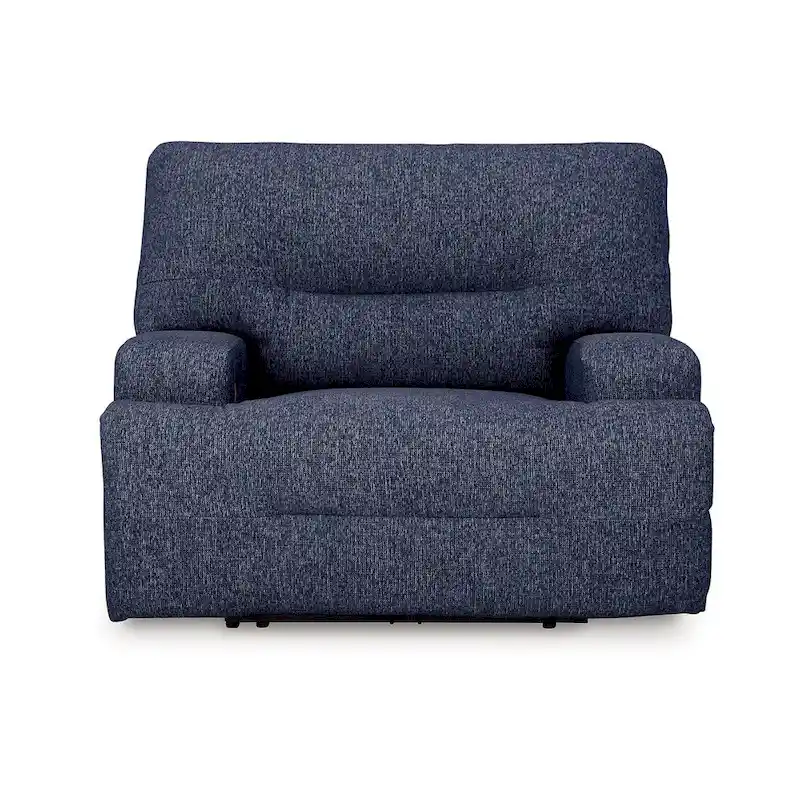 Marissa Wide Seat Power Recliner Chair, Soft Navy Blue Polyester