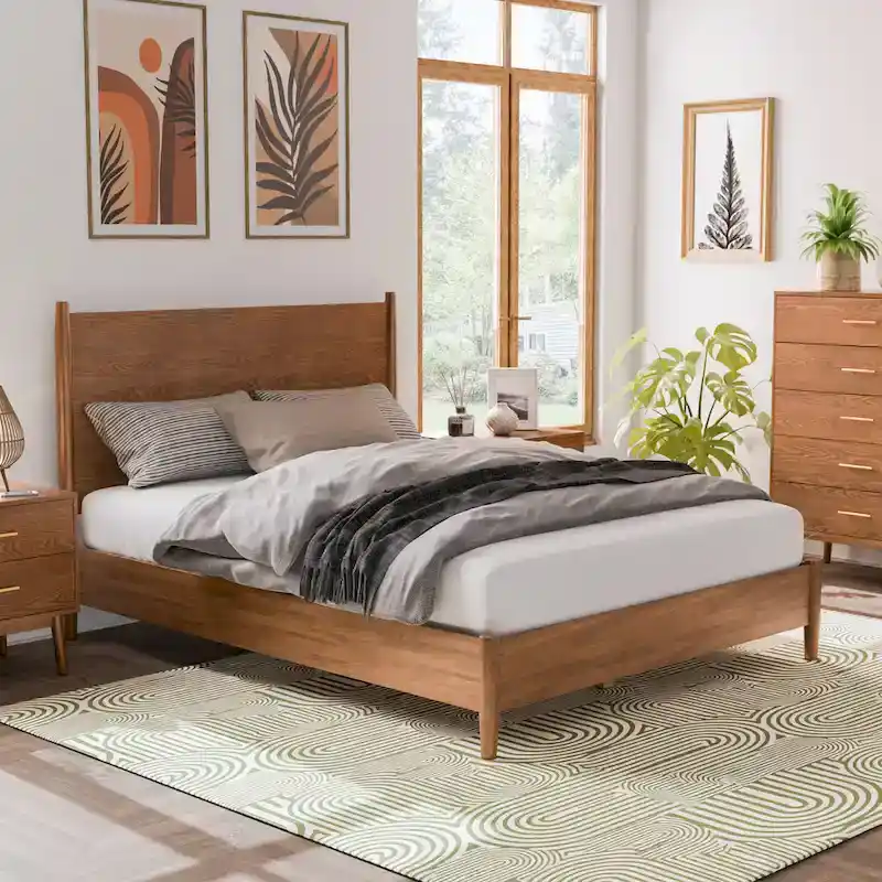 Furniture of America Beau Midcentury 5-Piece Walnut Queen Bedroom Set