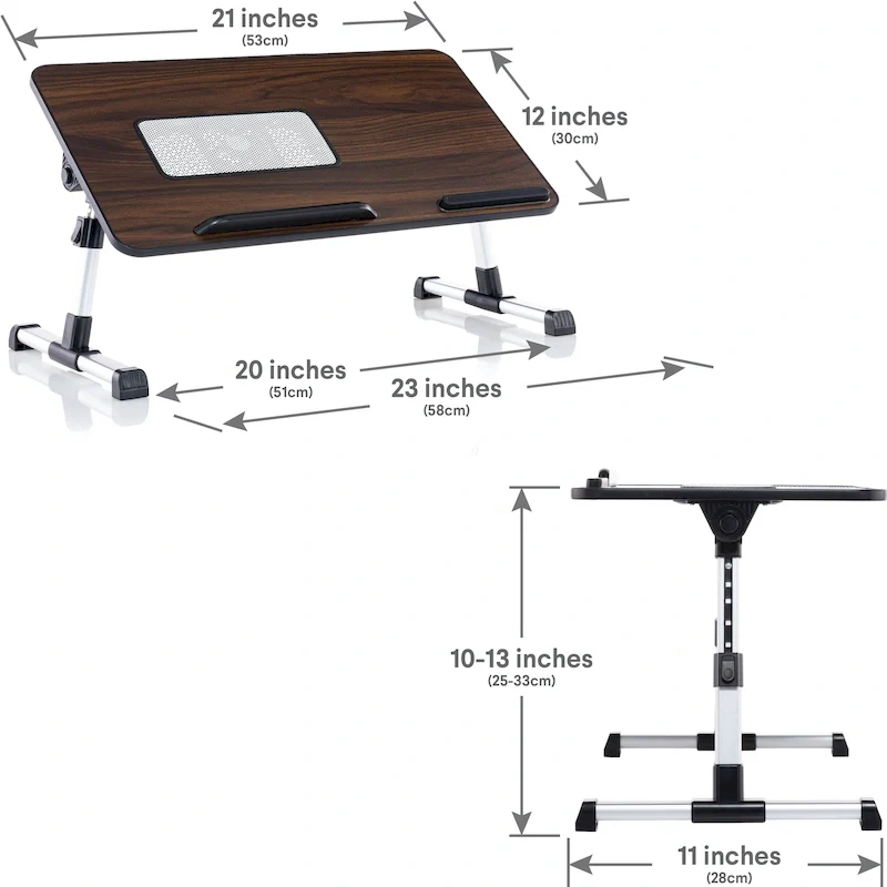 Husband Pillow - Lap Desk Wood Small Top - Fits Up to 17 Laptop - with Dual Cushion, Multifunctional Slot for Tablet