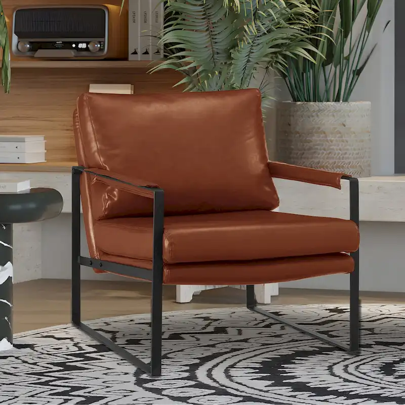 Art Leon Modern PU Leather Upholstered Arm Chair with Steel Frame